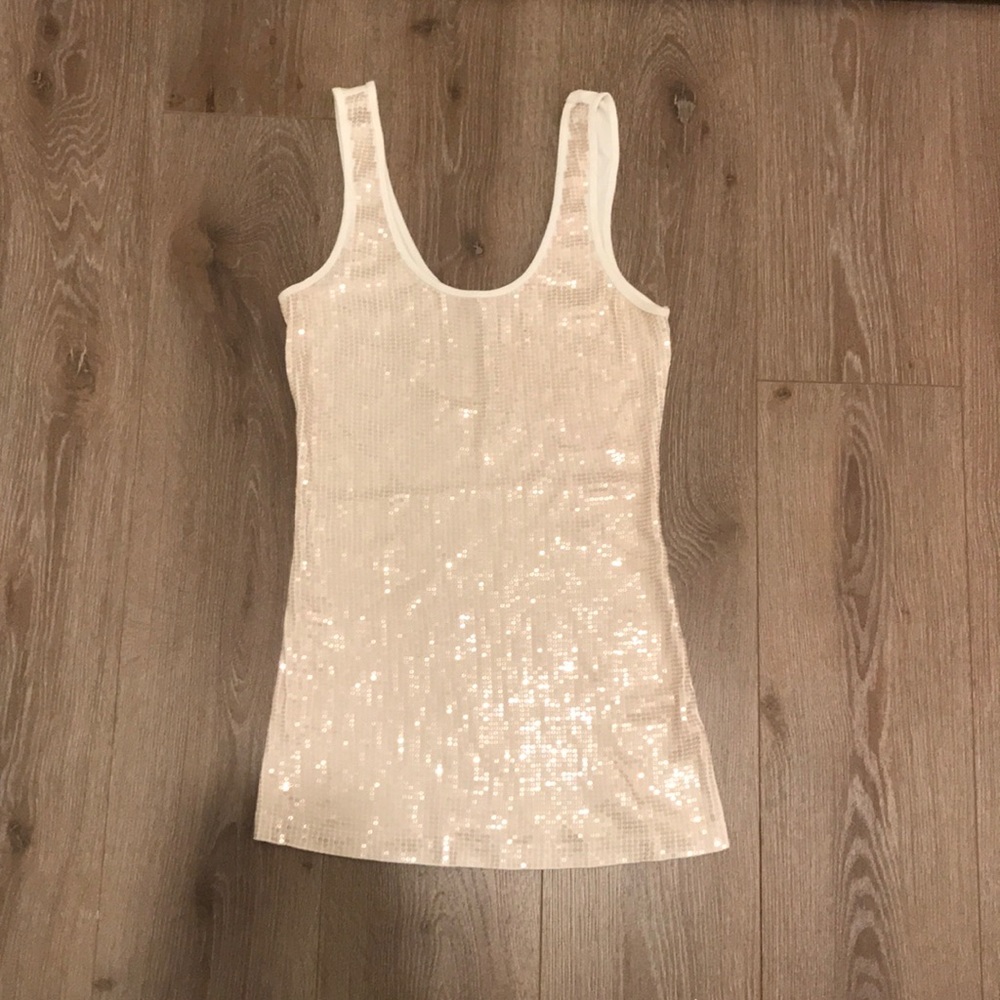 Rose gold sequin tank top